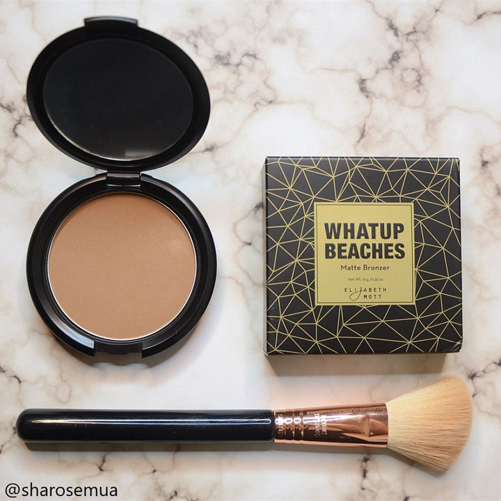 What is a bronzer for? Elizabeth Mott Whatup Beaches Bronzer and an angled brush