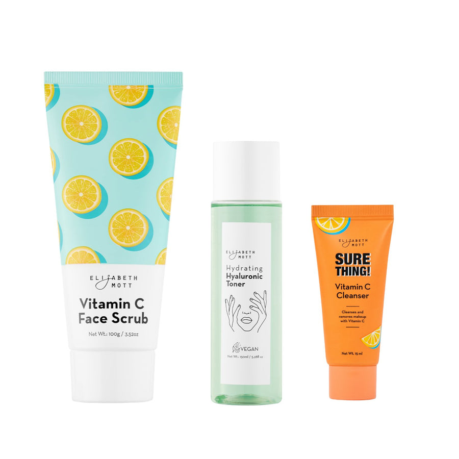Vitamin C Face Scrub & SureThing! Vitamin C Cleanser Sample &  Hydrating Hyaluronic Toner Sample